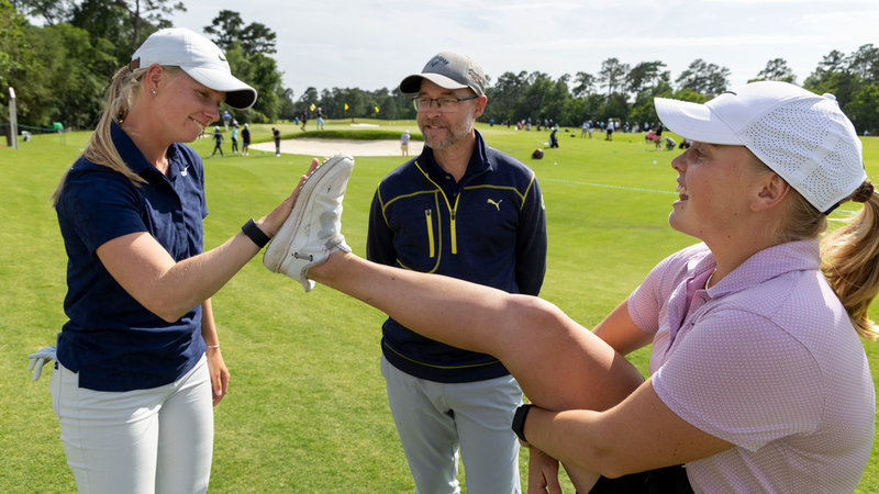 Fredrik Wetterstrand tillsammans med Frida Kinhult och Maja Stark, två spelare ur Sveriges unga golfgeneration på LPGA-touren. Arkivbild.