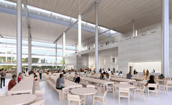 Lokalerna liknar ett futuristiskt universitet. Lokalerna liknar ett futuristiskt universitet.