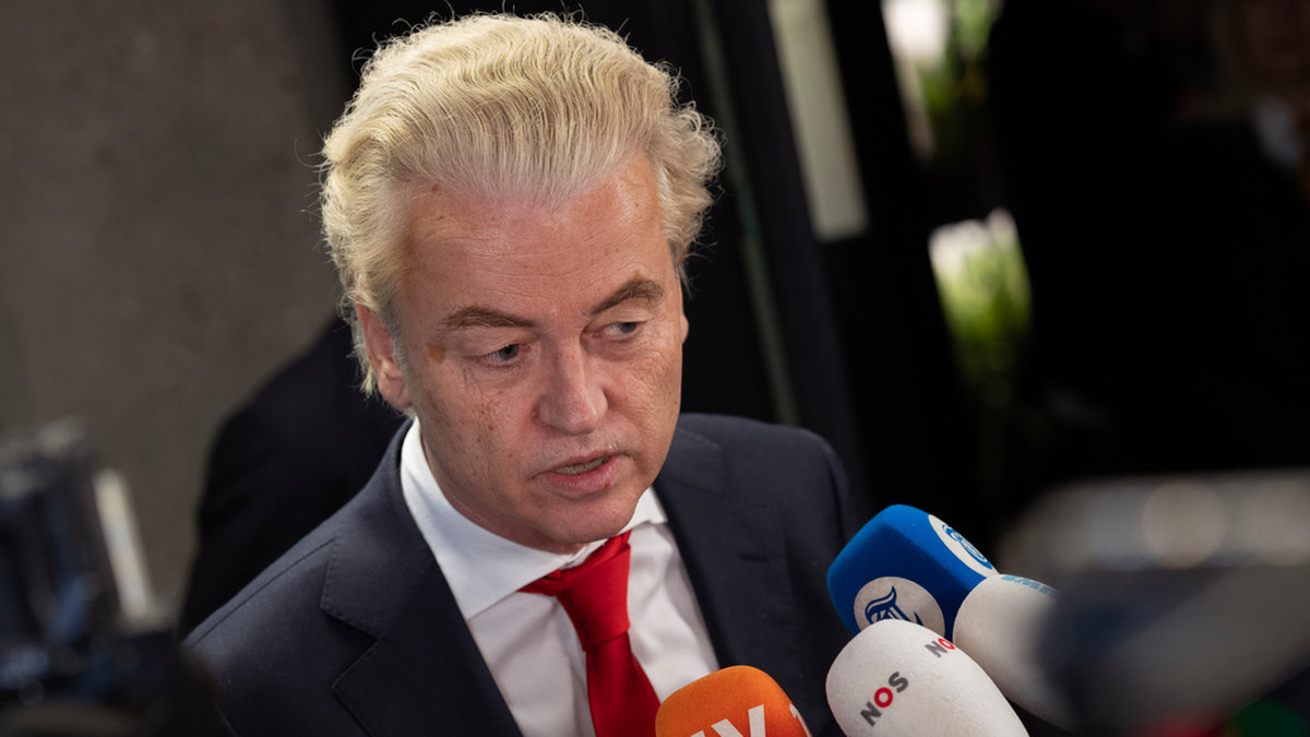 PVV-ledaren Geert Wilders intervjuas om regeringsbildningen efter förra veckans valseger. Arkivfoto.