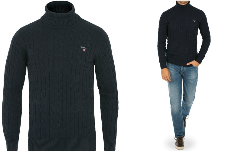 Kabelstickad polo från Gant