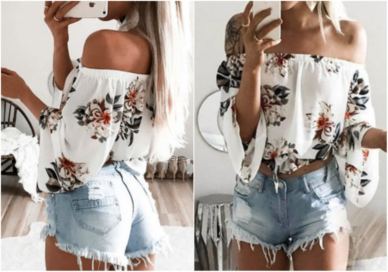 Vit off-shoulder topp