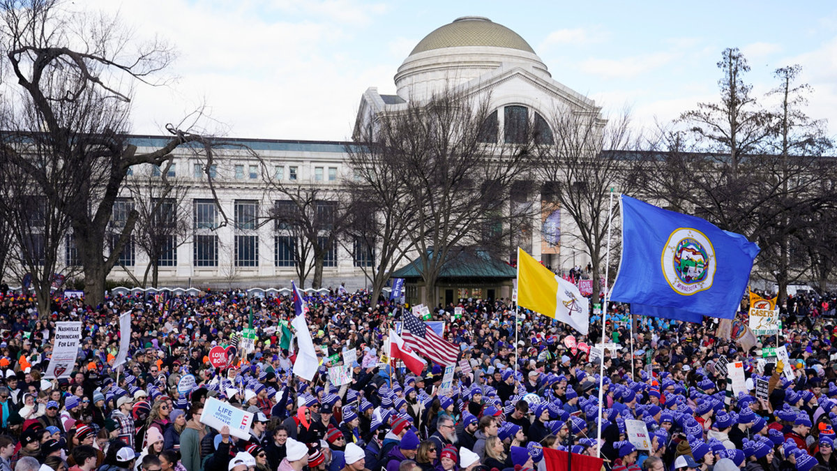 Abortmotståndare demonstrerar i USA:s huvudstad Washington DC.