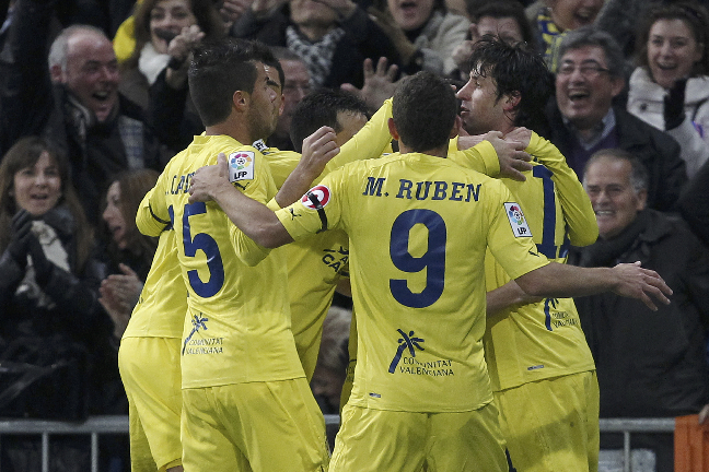Villareal firar sitt första mål i matchen.