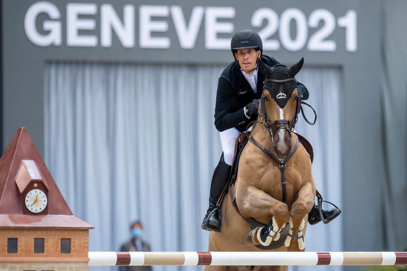 Henrik von Eckermann och King Edward i Top 10-finalen i Genevé i december förra året. Arkivbild.