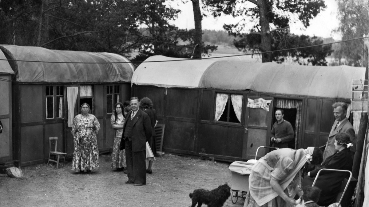 Ett romskt läger i Gubbängen, Enskede omkring 6:e juli 1943.