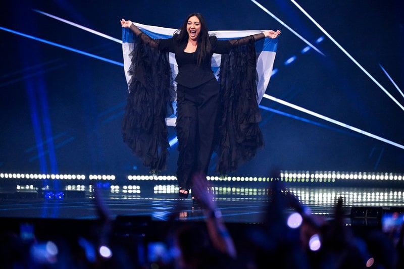 Israels Yuval Raphael under vårens final av Eurovision Song Contest i Basel där hon kom på en andra plats.