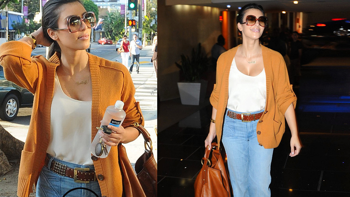 Kim Kardashian körde utsvängda jeans – som var lite i tightaste laget mot skrevet.