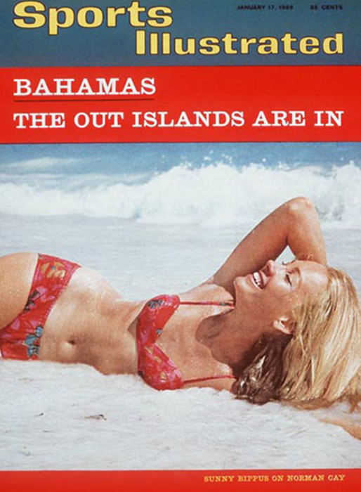 Så här lycklig var modellen på Bahamas år 1966.