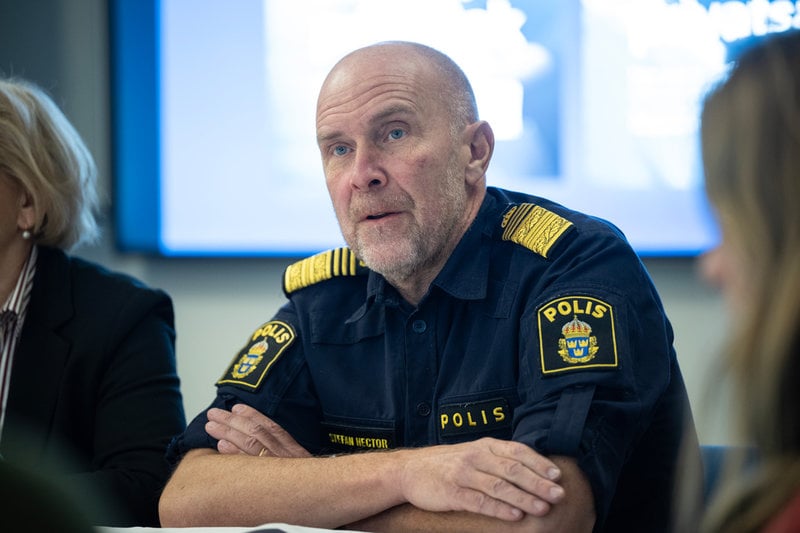 Biträdande rikspolischef Stefan Hector under ett seminarium om våld i nära relation på polishuset på Kungsholmen. 