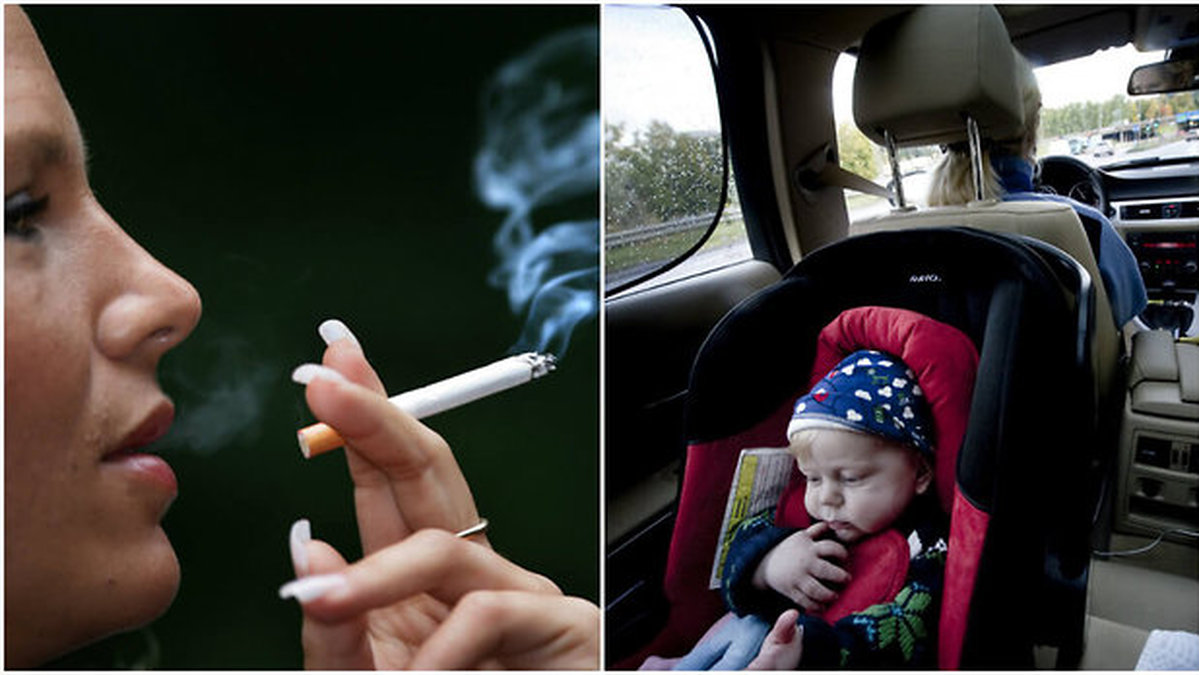 Nu är det olagligt att röka med ett barn i bilen. 