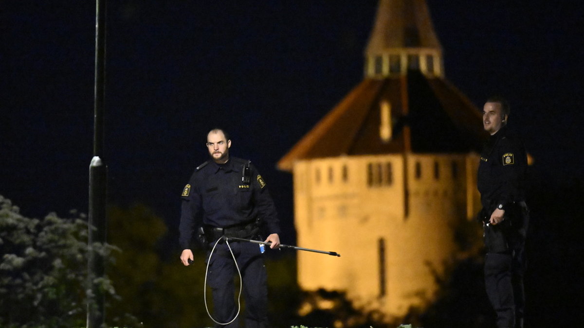Polisen söker natten till tisdagen i Pildammsparken i centrala Malmö efter den lösspringande hund som bitit flera personer.