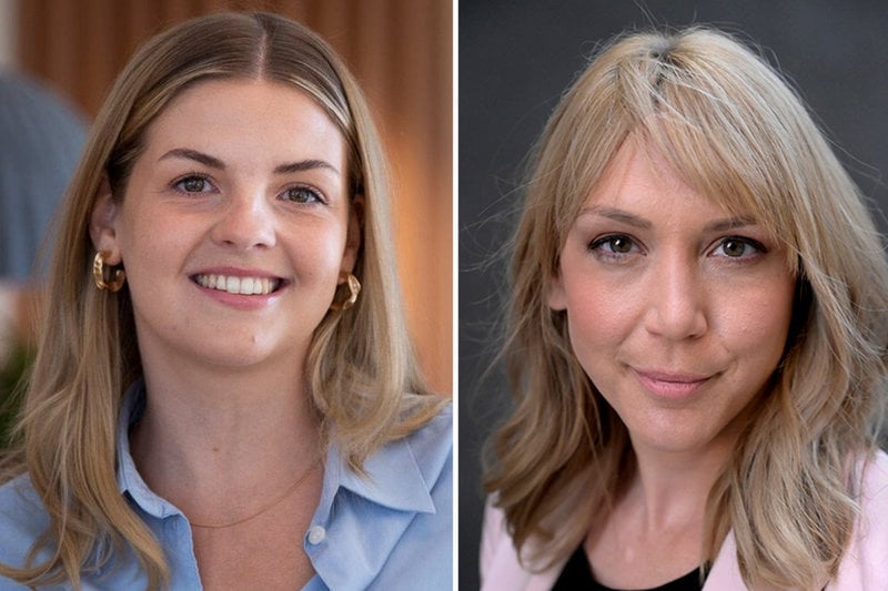 Felicia Schön, sparekonom Avanza, och Frida Bratt, sparekonom Nordnet, ser hur omvärldsläget gör att småspararna i allt högre grad satsar på försvarsaktier.