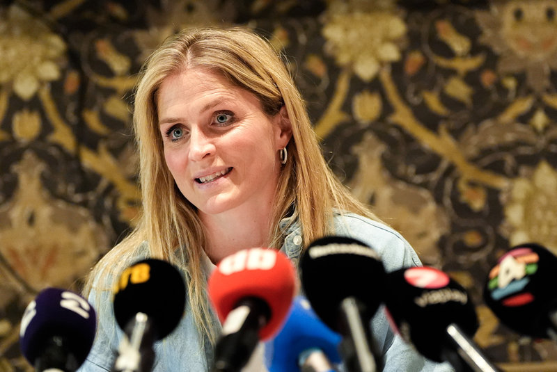 Therese Johaug under måndagens presskonferens.