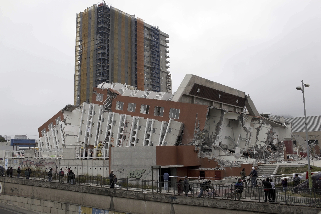 En rasad byggnad i staden Concepción.