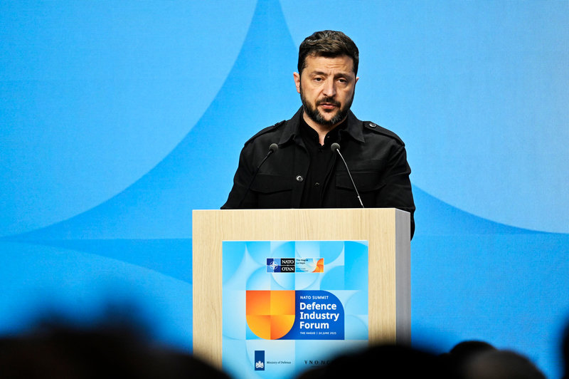 Ukrainas president Volodymyr Zelenskyj, fotograferad i samband med Natotoppmötet i Haag i juni.
