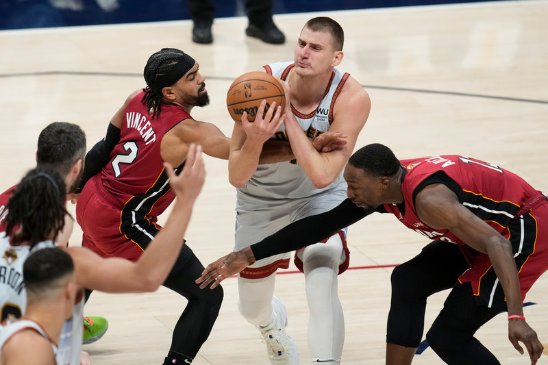 Denver Nuggets center Nikola Jokic var poängbäst i den avgörande finalmatchen mot Miami.