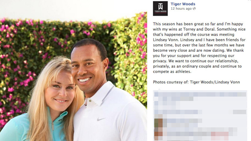 Tiger Woods, Bild, Lindsey Vonn, par, Facebook