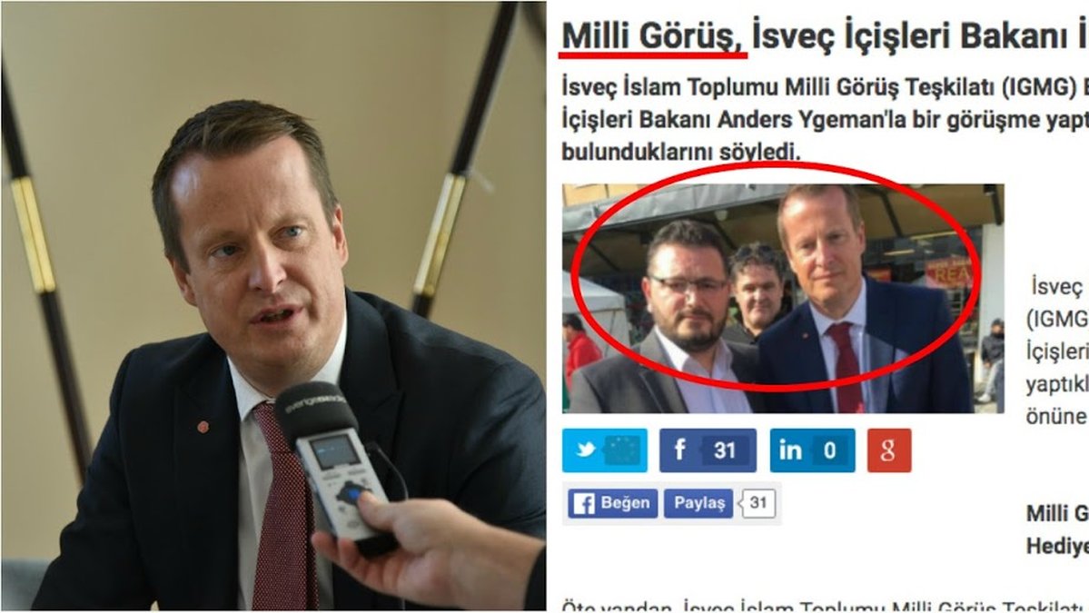 Anders Ygeman har fångats på bild tillsammans med Milli Görüs svenske ordförande. 
