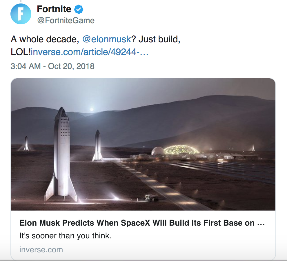 Tweet från Fortnite. Tweet från Fortnite.