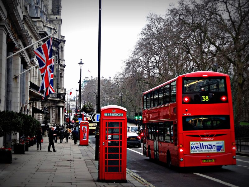 Red bus in London. Red bus in London.