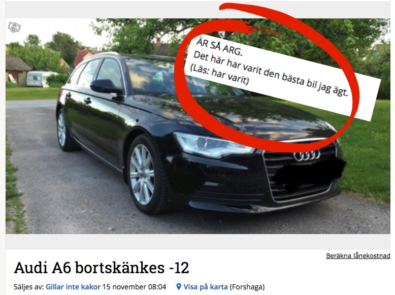 Audi, Kakan Hermansson, Blocket, Annons