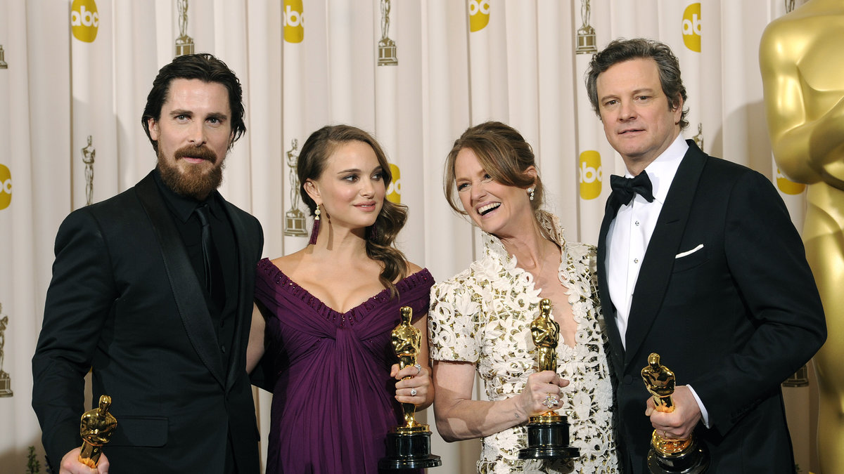 Lyckligare tider – Christian Bale och Natalie Portman med varsin Oscar. 