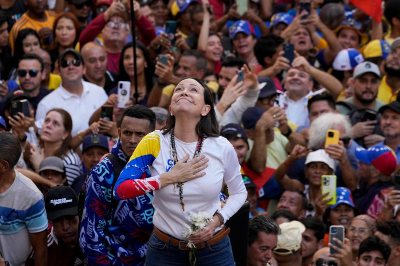 Den venezuelanska oppositionsledaren María Corina Machado i Caracas i januari i år, då hon senast framträdde offentligt.