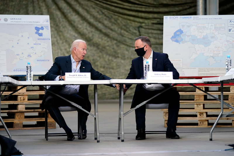 USA:s president Joe Biden and Polens president Andrzej Duda i Jasionka utanför staden Rzeszów.