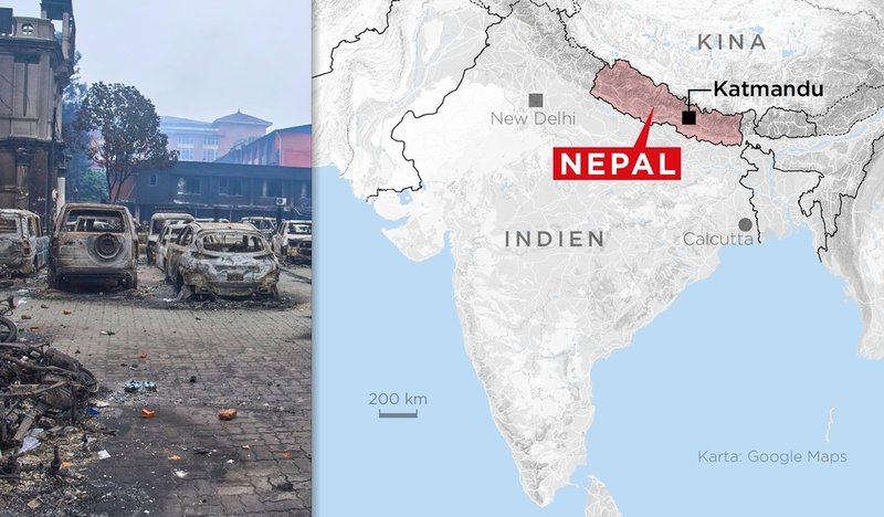 Katmandu i Nepal, där stora protester ägt rum.