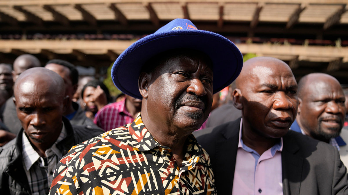 Oppositionsledaren Raila Odinga i Nairobi i förra veckan.