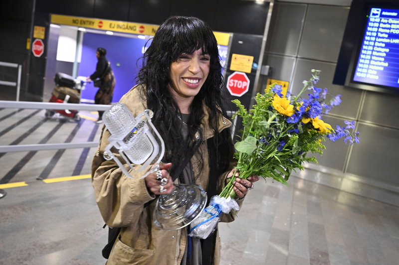 Loreen när hon landade på Arlanda.