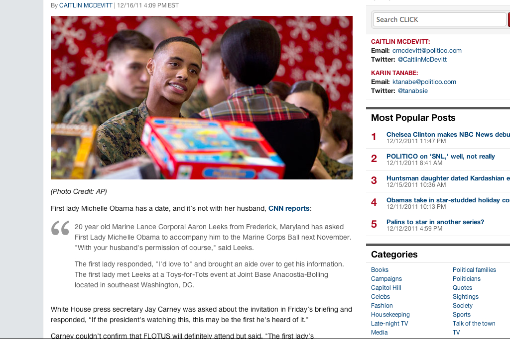 Soldat, Vita huset, Dejting, Michelle Obama