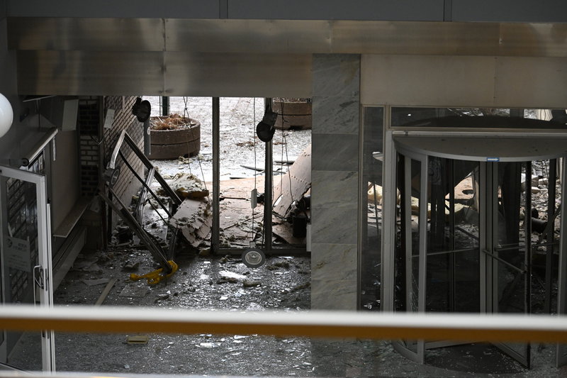Förödelse efter explosionen i Kista i nordvästra Stockholm den 18 januari. Arkivbild.