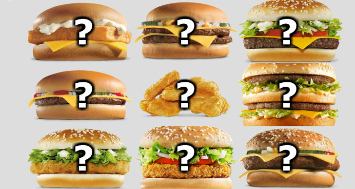 Quiz, Chicken McNuggets, Hamburgare, McDonalds, Djur