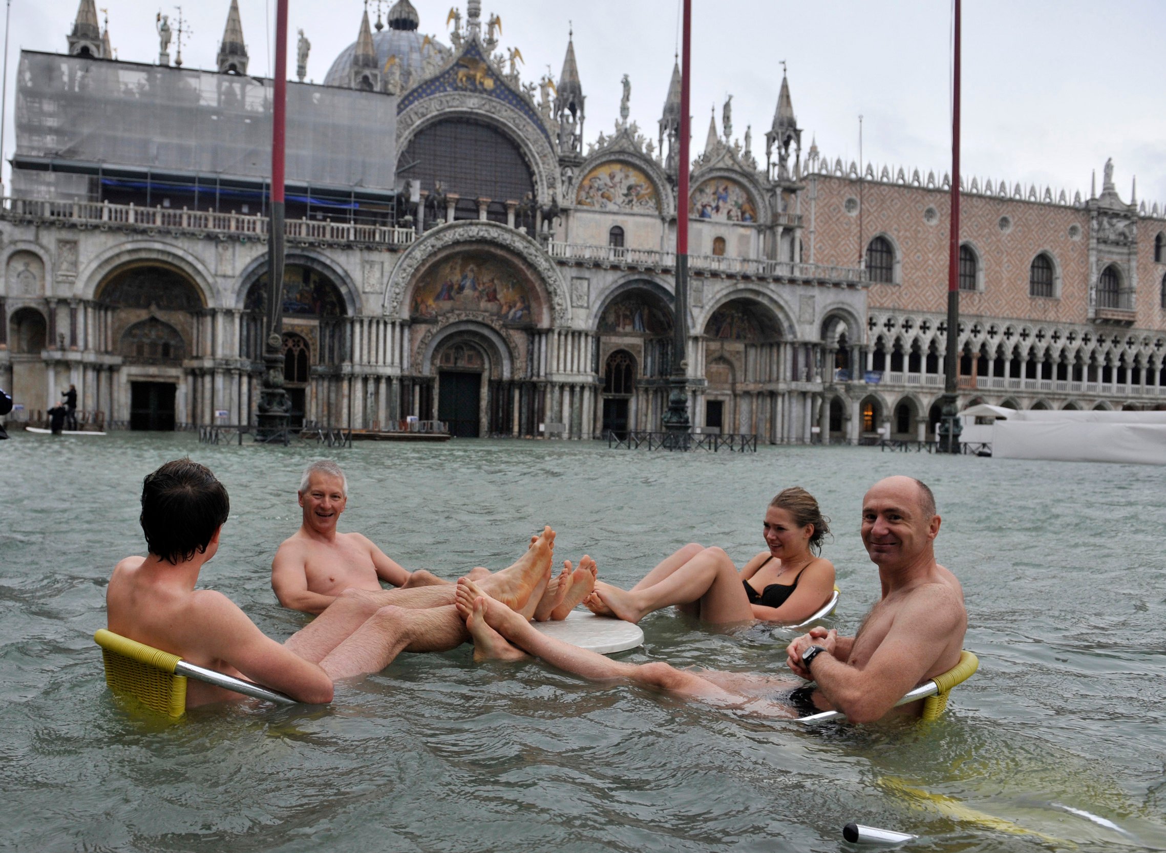 Italien, Venedig, Turister, Översvämning