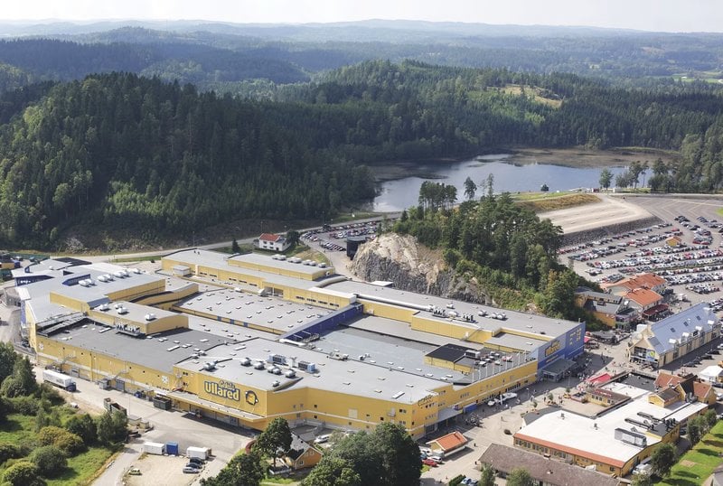 Flygbild över Gekås Ullared. Foto: Pressbild