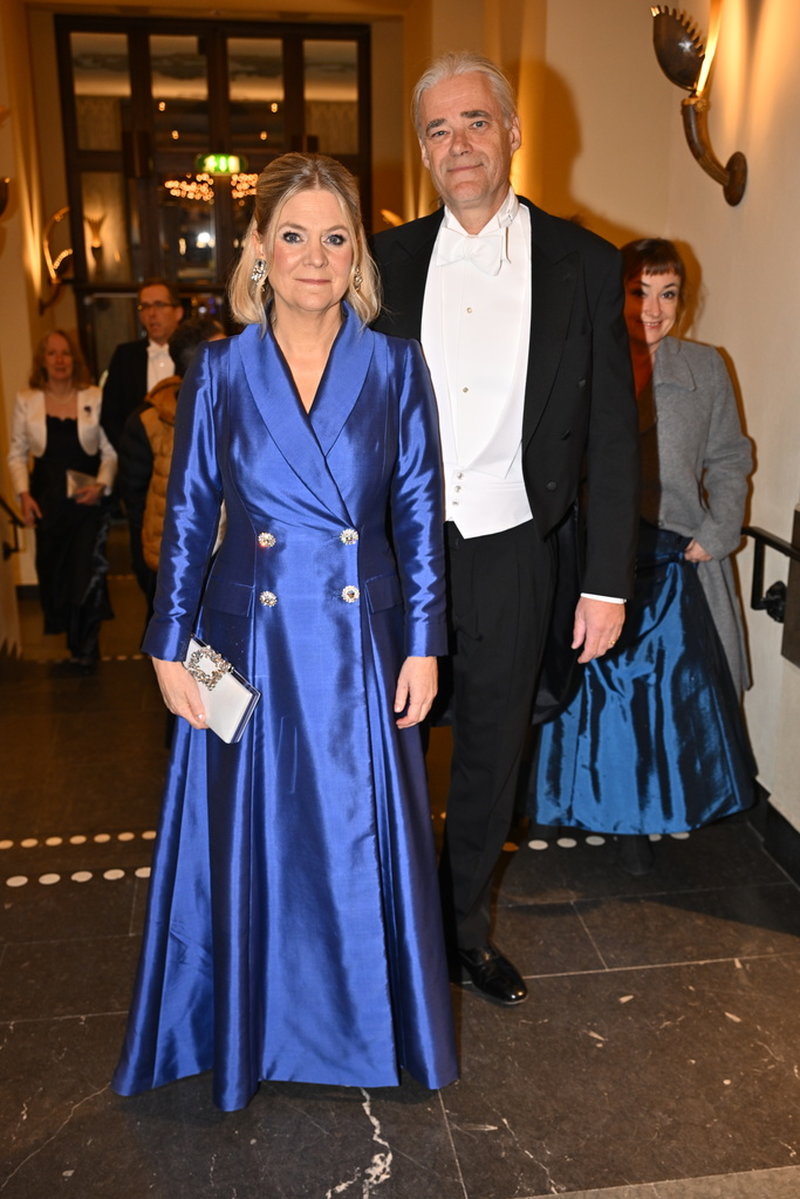 Socialdemokraternas partiledare Magdalena Andersson och Richard Friberg vid Nobelprisutdelningen i Konserthuset.