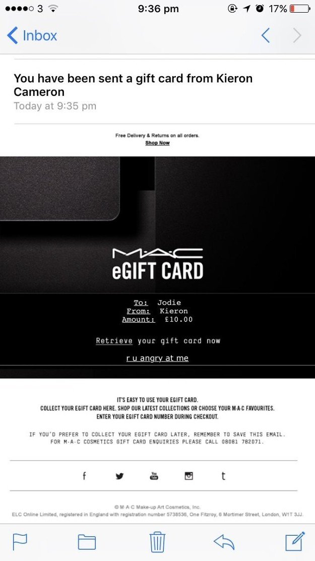 Presentkort från Mac Cosmetics Presentkort från Mac Cosmetics