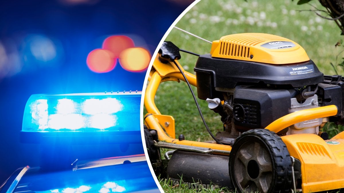 Man klämd under gräsklippare – förd till sjukhus