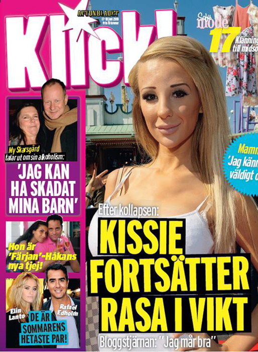 Kissie hamnade på omslaget av en bilaga med en bild från Gröna Lund. Kissie hamnade på omslaget av en bilaga med en bild från Gröna Lund.