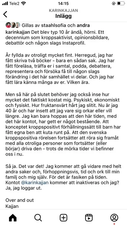 Skärmdump Instagram. Skärmdump Instagram.