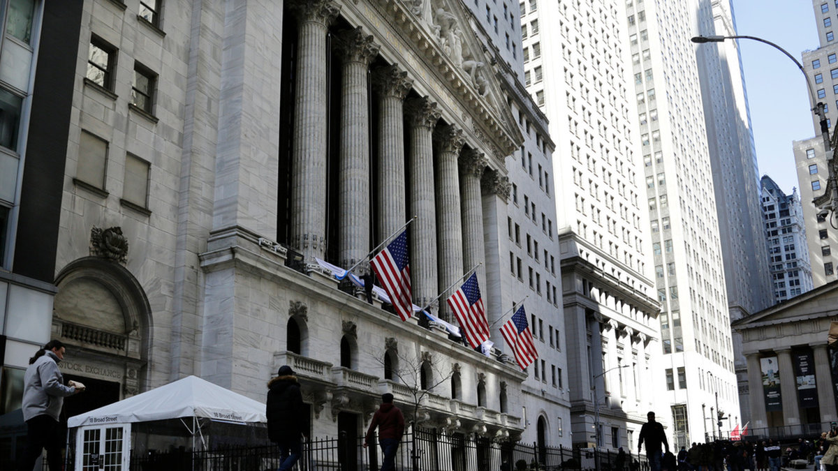 Onsdagshandeln på Wall Street på Manhattan i New York präglades av centralbankens räntebesked. Arkivbild.