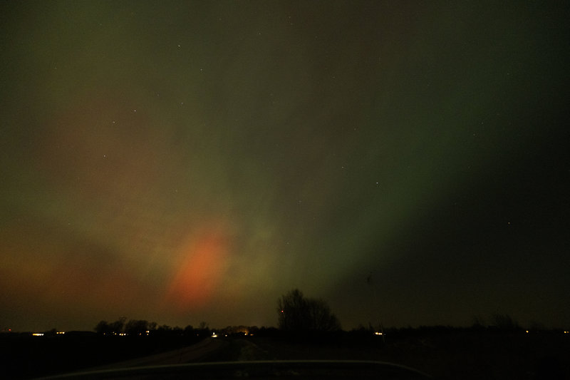 Norrsken utanför Vellinge i Skåne under måndagskvällen. Foto: Andreas Hillergren/TT