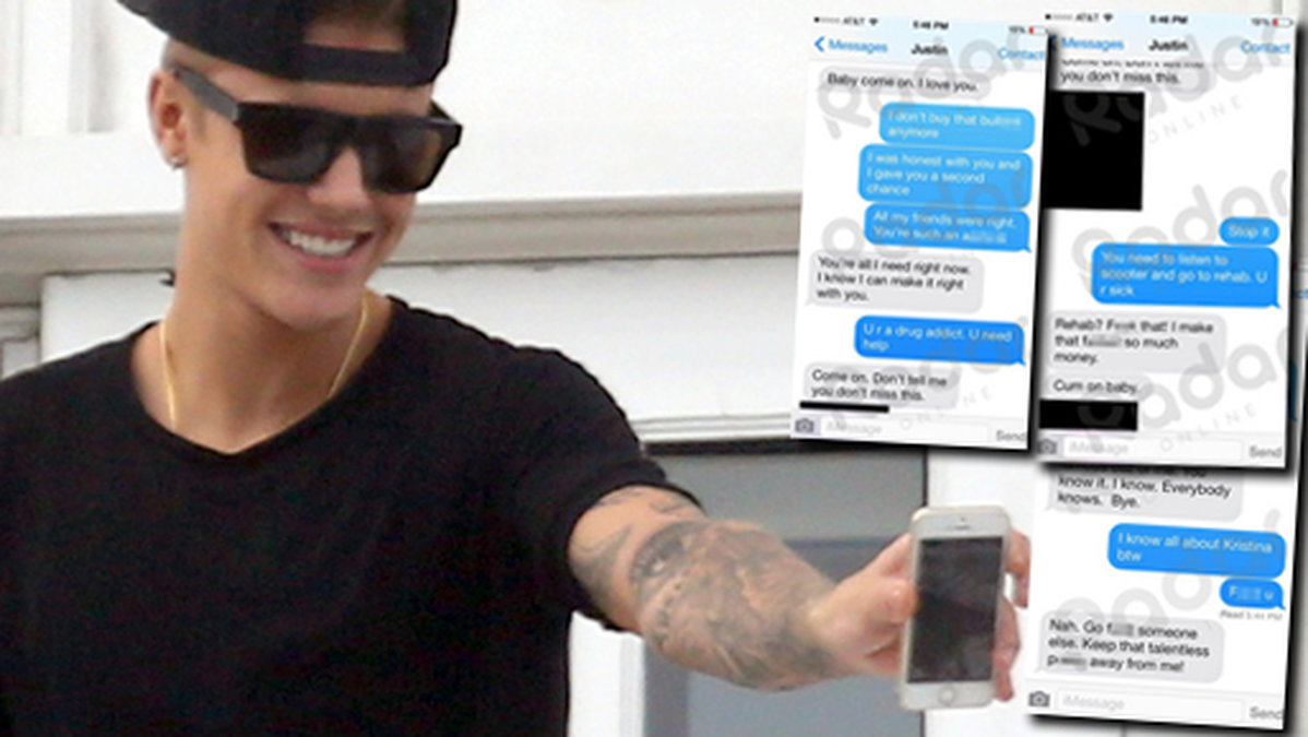Selena Gomez blev inte överlycklig av Biebers sms. 