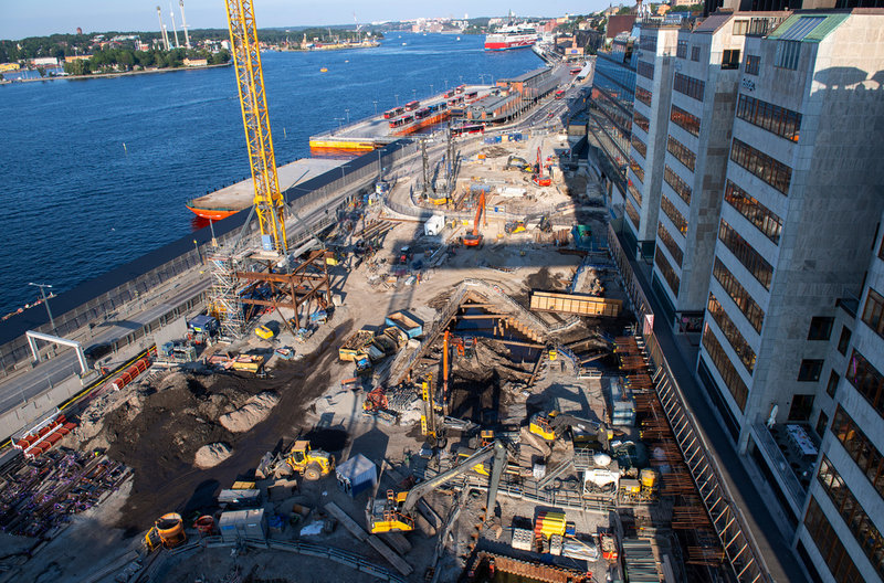 Platsen i Slussen i Stockholm där Nobel Center ska stå klart lagom till Nobelprisets 130-årsjubileum 2031. Arkivbild.