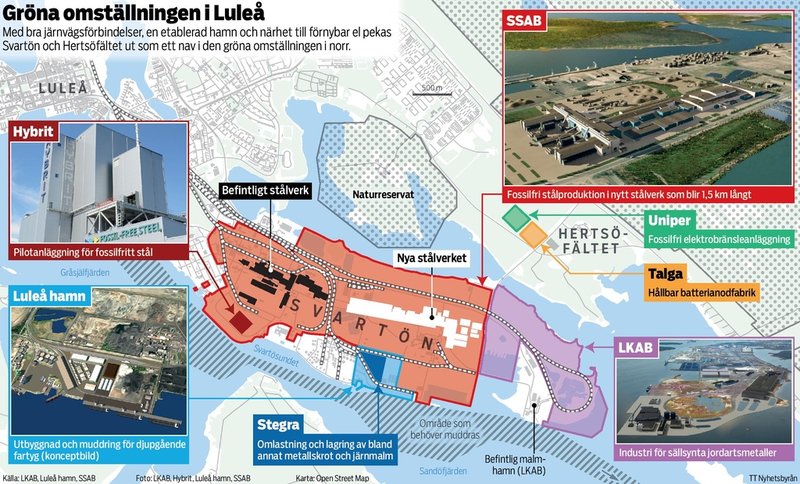 Med bra järnvägsförbindelser, en etablerad hamn och närhet till förnybar el pekasSvartön och Hertsöfältet ut som ett nav i den gröna omställningen i norr.