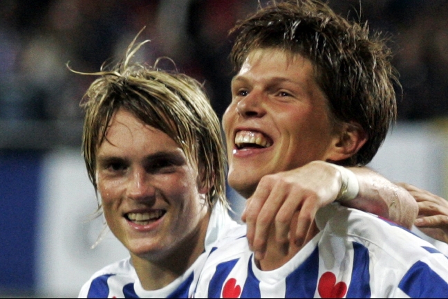 Svenske Lasse Nilsson tillsammans med Huntelaar i Heerenveen 2005.