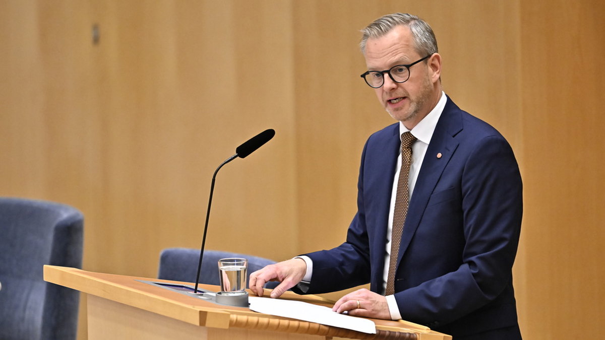 Socialdemokraternas finanspolitiska talesperson Mikael Damberg under budgetdebatten i riksdagen.
