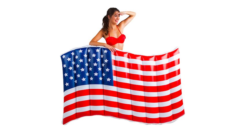 Amerikanska flaggan som badmadrass