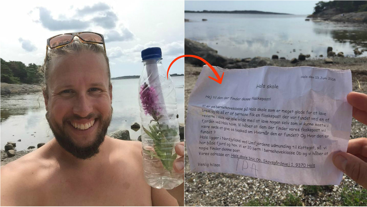 Svante Lindblom, 32, hittade en flaskpost från Danmark.